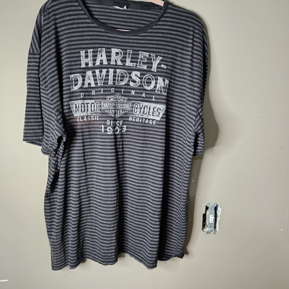 Harley-Davidson Striped Graphic T-Shirt Original Motor Cycles Suburban 2XL